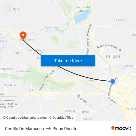 Cerrillo De Maracena to Pinos Puente map