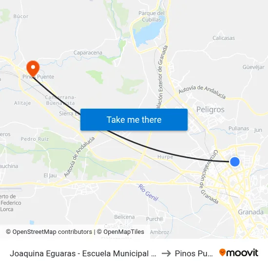 Joaquina Eguaras - Escuela Municipal Flamenco to Pinos Puente map