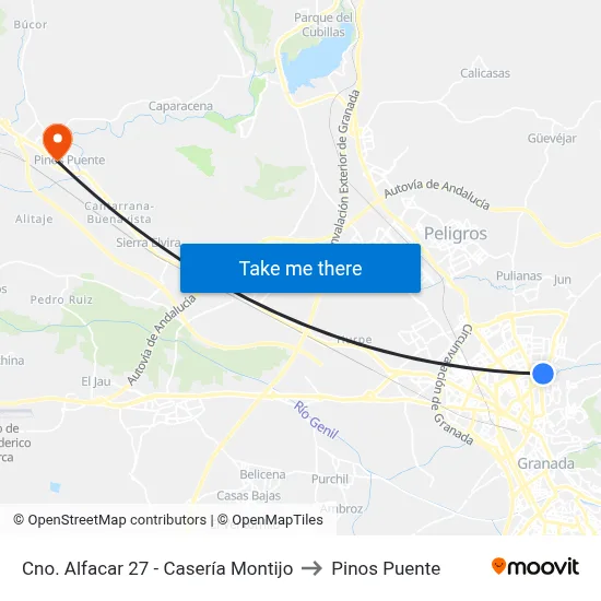 Cno. Alfacar 27 - Casería Montijo to Pinos Puente map