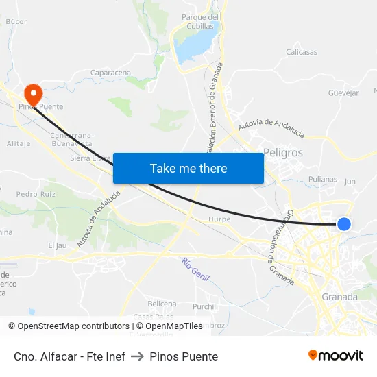 Cno. Alfacar - Fte Inef to Pinos Puente map