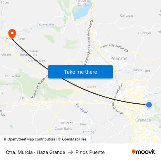 Ctra. Murcia - Haza Grande to Pinos Puente map