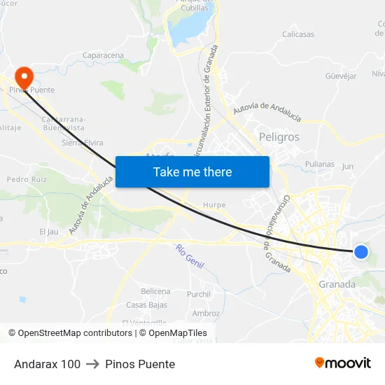 Andarax 100 to Pinos Puente map