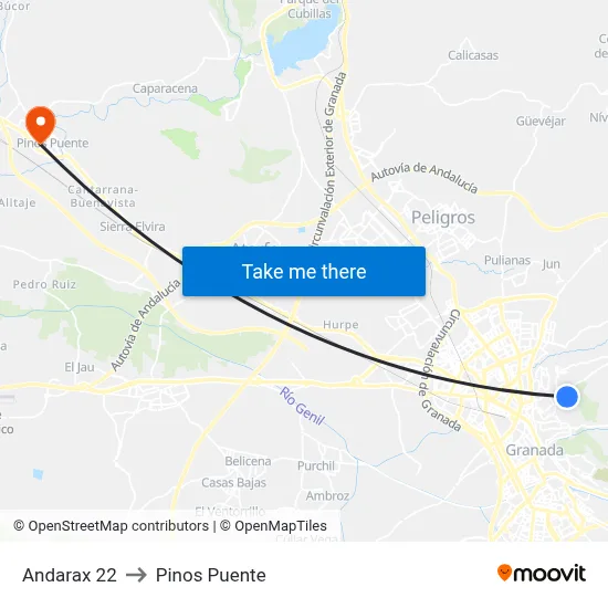 Andarax 22 to Pinos Puente map