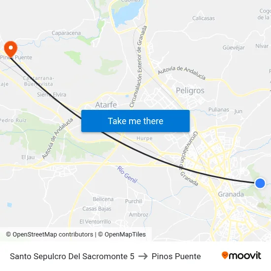 Santo Sepulcro Del Sacromonte 5 to Pinos Puente map