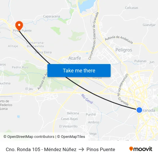 Cno. Ronda 105 - Méndez Núñez to Pinos Puente map