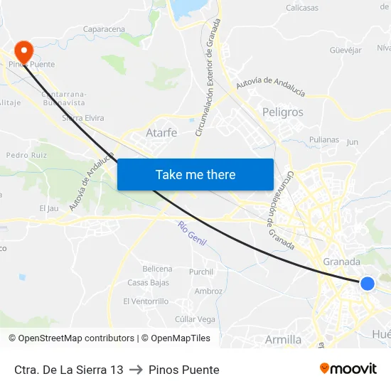 Ctra. De La Sierra 13 to Pinos Puente map