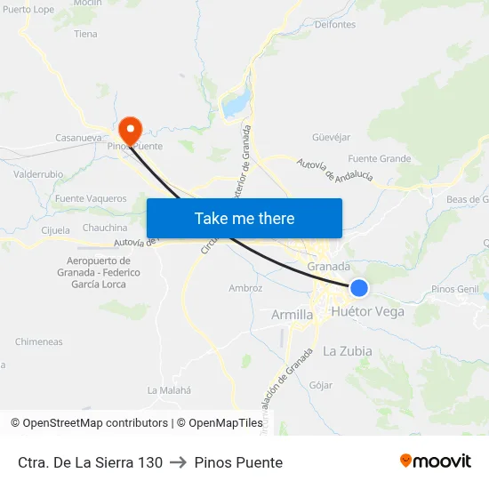 Ctra. De La Sierra 130 to Pinos Puente map