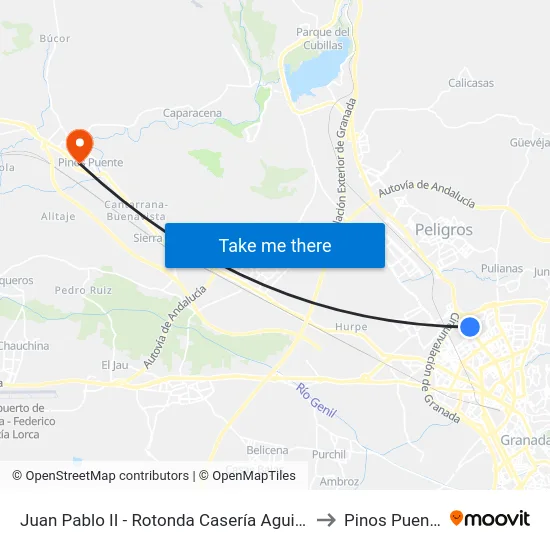 Juan Pablo II - Rotonda Casería  Aguirre to Pinos Puente map