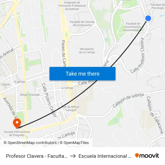 Profesor Clavera - Facultad Psicología 1 to Escuela Internacional De Posgrado map