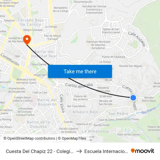 Cuesta Del Chapiz 22 - Colegio Ave Maria Casa Madre to Escuela Internacional De Posgrado map