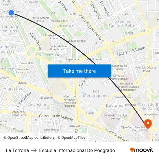 La Terrona to Escuela Internacional De Posgrado map