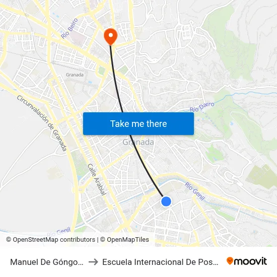 Manuel De Góngora 1 to Escuela Internacional De Posgrado map