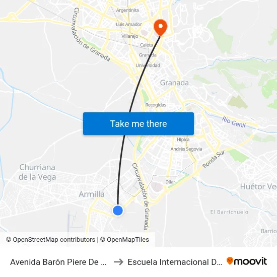 Avenida Barón Piere De Coubertan, 2 to Escuela Internacional De Posgrado map