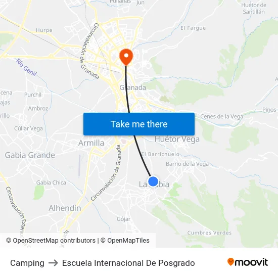 Camping to Escuela Internacional De Posgrado map