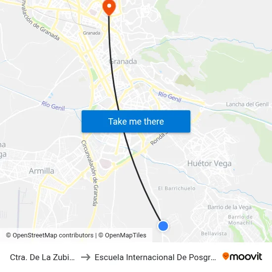 Ctra. De La Zubia 6 to Escuela Internacional De Posgrado map