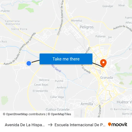 Avenida De La Hispanidad 1 to Escuela Internacional De Posgrado map