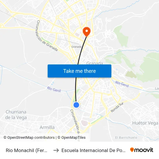 Rio Monachil (Fermasa) to Escuela Internacional De Posgrado map