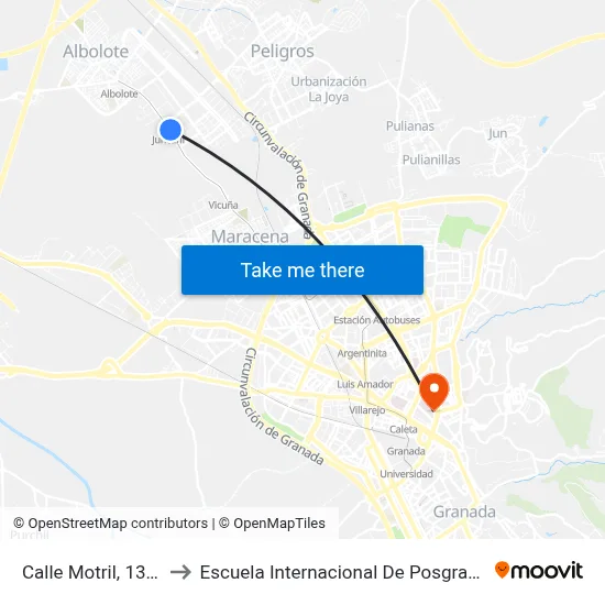 Calle Motril, 136r to Escuela Internacional De Posgrado map