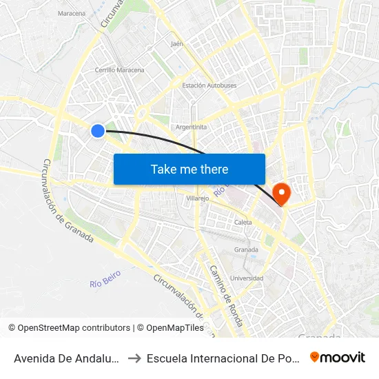 Avenida De Andalucía, 4 to Escuela Internacional De Posgrado map