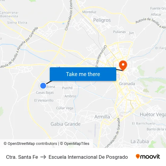 Ctra. Santa Fe to Escuela Internacional De Posgrado map