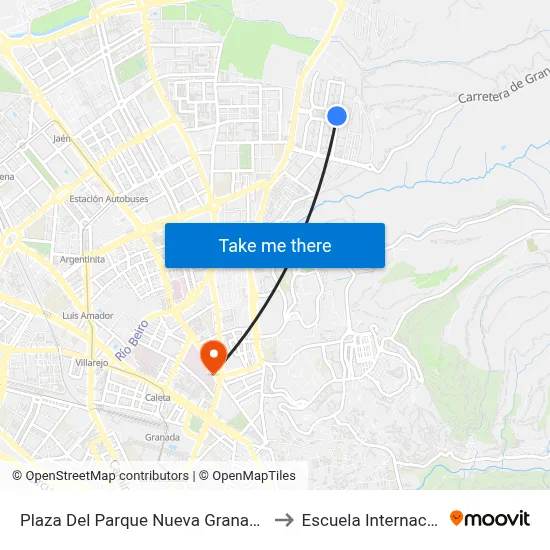 Plaza Del Parque Nueva Granada -  Fte Parroquia S.J. Bautista to Escuela Internacional De Posgrado map