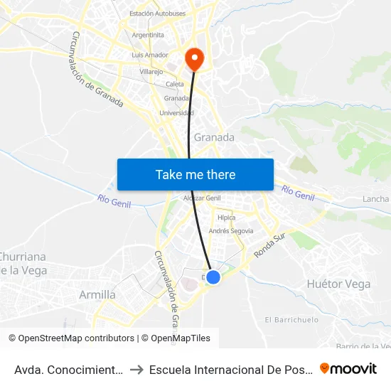 Avda. Conocimiento 41 to Escuela Internacional De Posgrado map