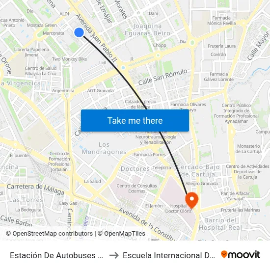Estación De Autobuses De Granada to Escuela Internacional De Posgrado map