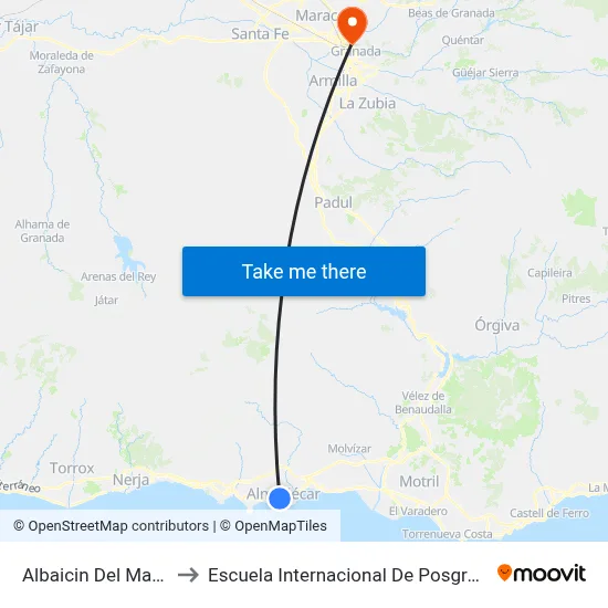 Albaicin Del Mar R to Escuela Internacional De Posgrado map