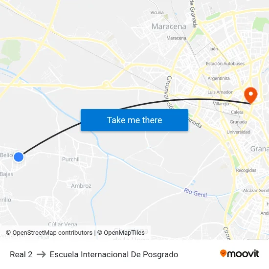 Real 2 to Escuela Internacional De Posgrado map