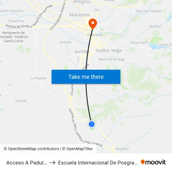 Acceso A Padul V to Escuela Internacional De Posgrado map