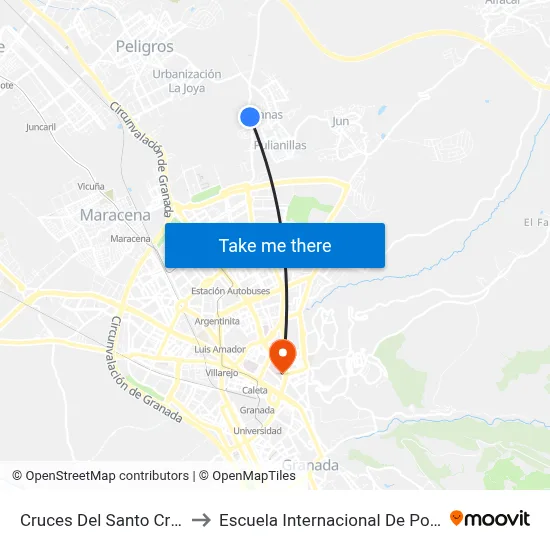 Cruces Del Santo Cristo V to Escuela Internacional De Posgrado map