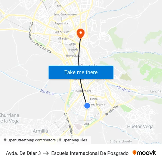 Avda. De Dílar 3 to Escuela Internacional De Posgrado map