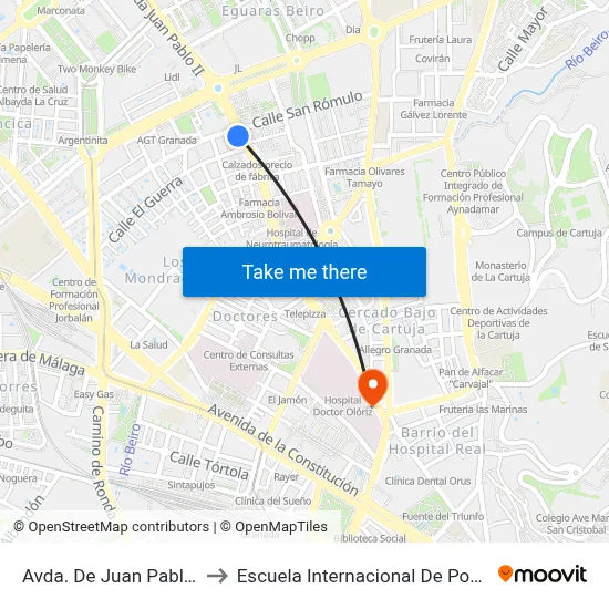 Avda. De Juan Pablo II 2 to Escuela Internacional De Posgrado map