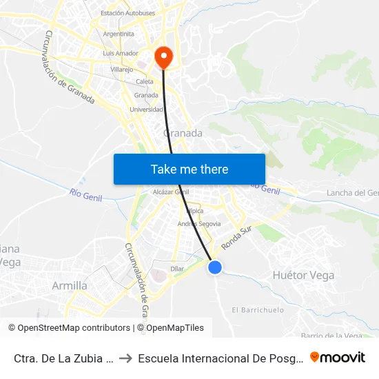 Ctra. De La Zubia 1 V to Escuela Internacional De Posgrado map