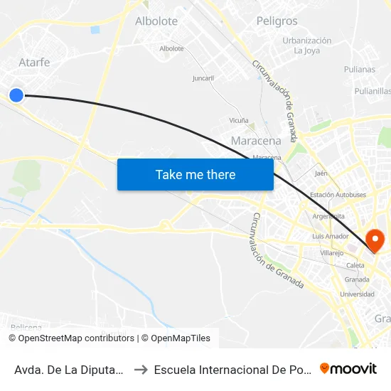 Avda. De La Diputación 1 to Escuela Internacional De Posgrado map