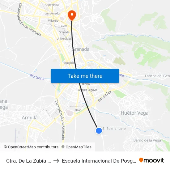 Ctra. De La Zubia 4 V to Escuela Internacional De Posgrado map