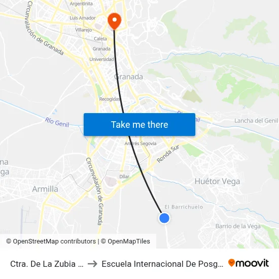 Ctra. De La Zubia 5 V to Escuela Internacional De Posgrado map