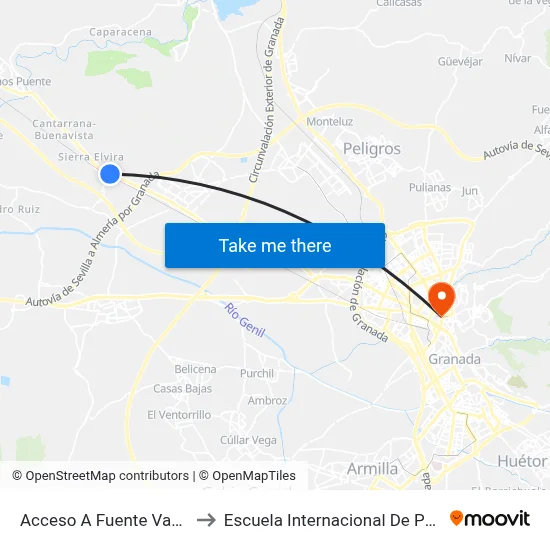 Acceso A Fuente Vaqueros to Escuela Internacional De Posgrado map