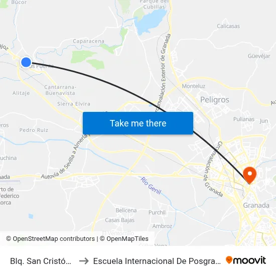 Blq. San Cristóbal to Escuela Internacional De Posgrado map