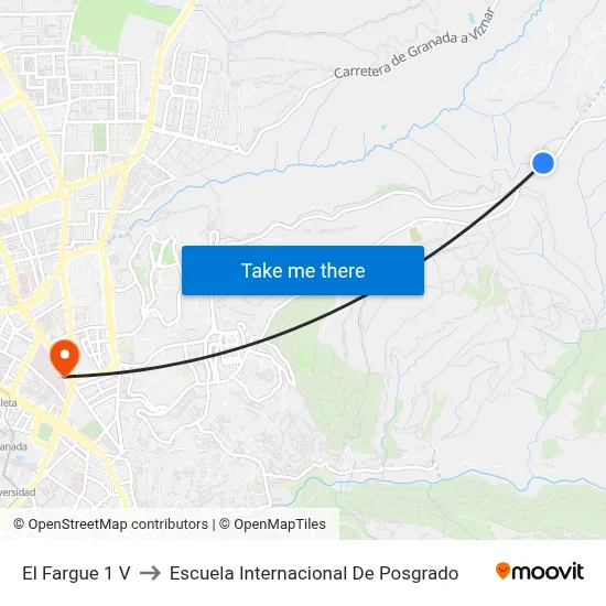 El Fargue 1 V to Escuela Internacional De Posgrado map