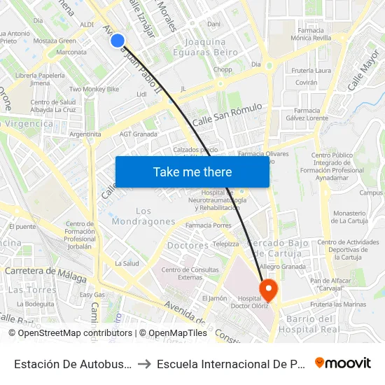Estación De Autobuses 1 V to Escuela Internacional De Posgrado map