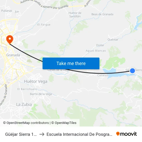 Güéjar Sierra 1 V to Escuela Internacional De Posgrado map