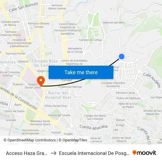 Acceso Haza Grande to Escuela Internacional De Posgrado map