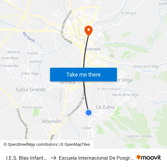 I.E.S. Blas Infante V to Escuela Internacional De Posgrado map