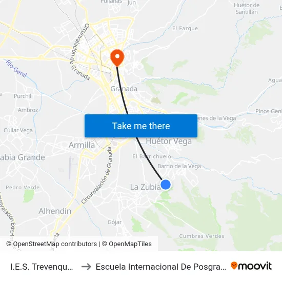 I.E.S. Trevenque V to Escuela Internacional De Posgrado map