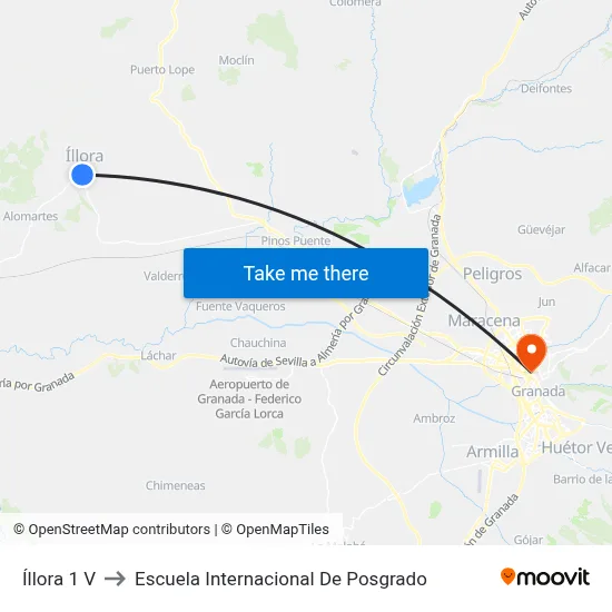 Íllora 1 V to Escuela Internacional De Posgrado map