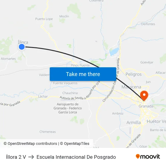 Íllora 2 V to Escuela Internacional De Posgrado map