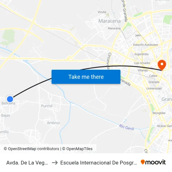 Avda. De La Vega 2 to Escuela Internacional De Posgrado map