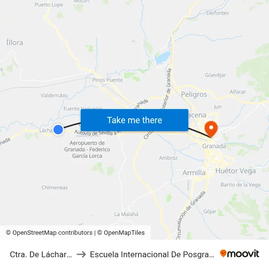 Ctra. De Láchar V to Escuela Internacional De Posgrado map