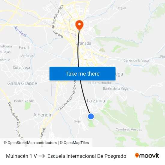 Mulhacén 1 V to Escuela Internacional De Posgrado map